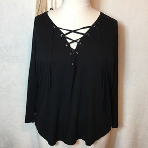 Black Lace Up Top